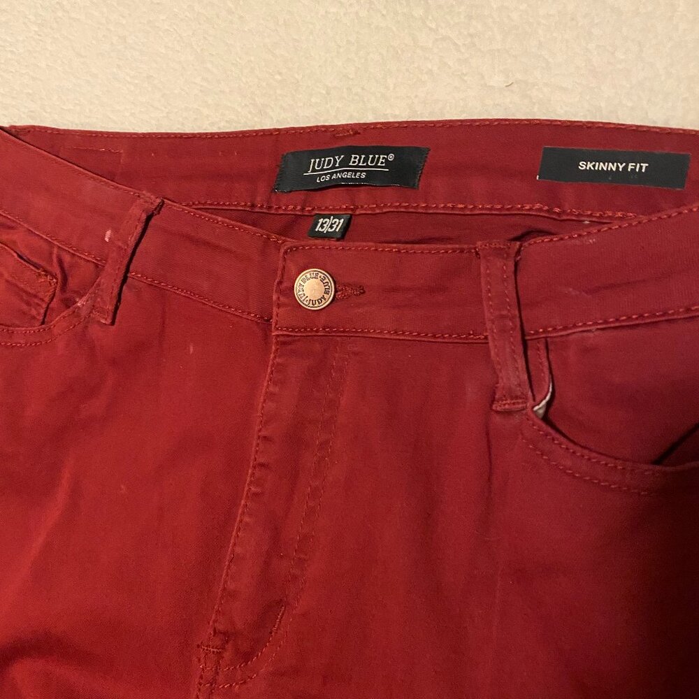 Judy Blue dyed Scarlet Red Skinny Fit Jeans JB88146 High Waist Women's 13/31